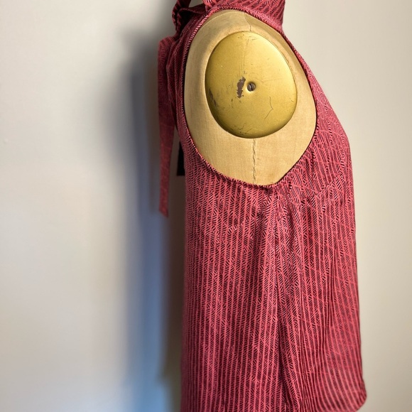 Anthropologie Maeve pink and black sleeveless blouse with bow tie medium - Picture 3 of 7